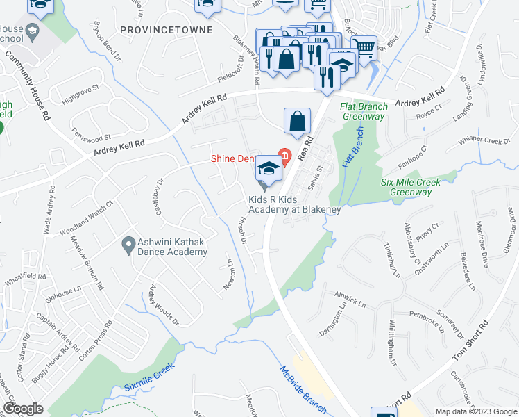 map of restaurants, bars, coffee shops, grocery stores, and more near 9325 Hanworth Trace Drive in Charlotte