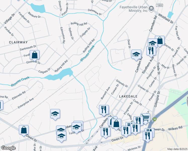 map of restaurants, bars, coffee shops, grocery stores, and more near 501 Loom Drive in Fayetteville