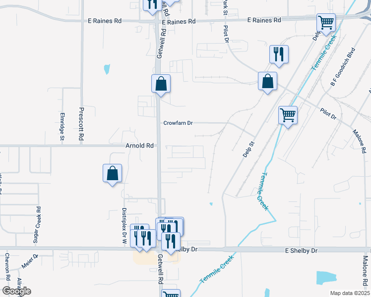 map of restaurants, bars, coffee shops, grocery stores, and more near in Memphis