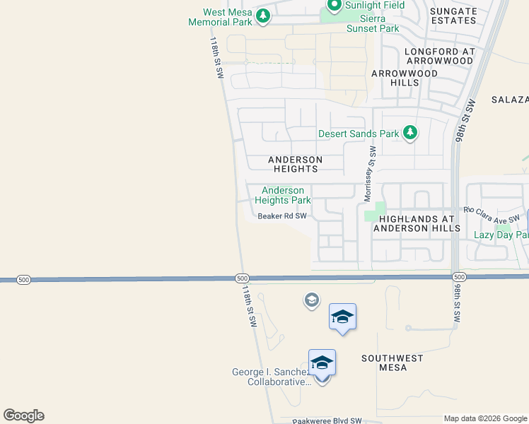 map of restaurants, bars, coffee shops, grocery stores, and more near 10815 Beaker Road Southwest in Albuquerque