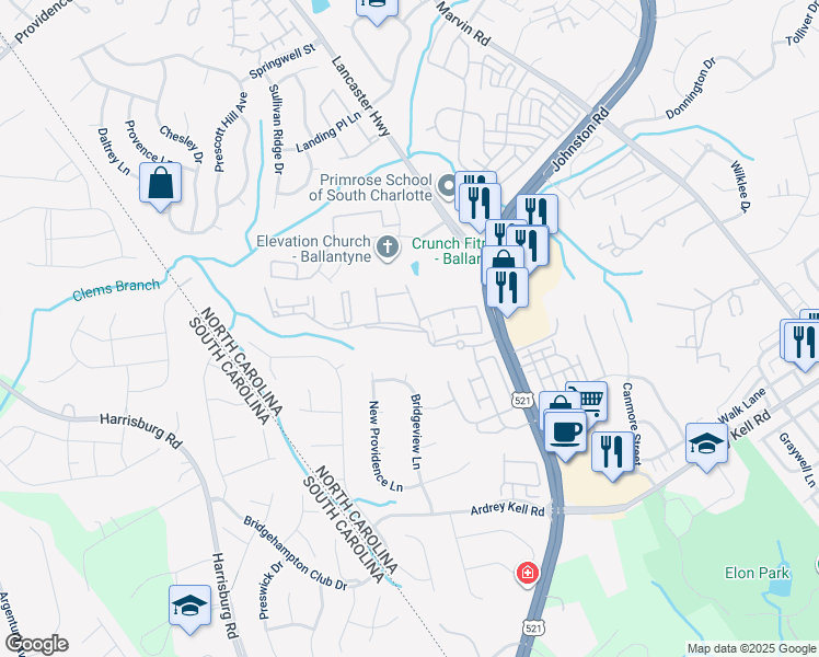 map of restaurants, bars, coffee shops, grocery stores, and more near 12023 Copper Mountain Boulevard in Charlotte