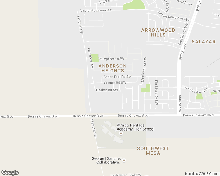 map of restaurants, bars, coffee shops, grocery stores, and more near 10731 Beaker Road Southwest in Albuquerque