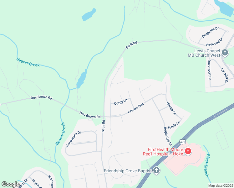 map of restaurants, bars, coffee shops, grocery stores, and more near 105 Fetlock Court in Raeford