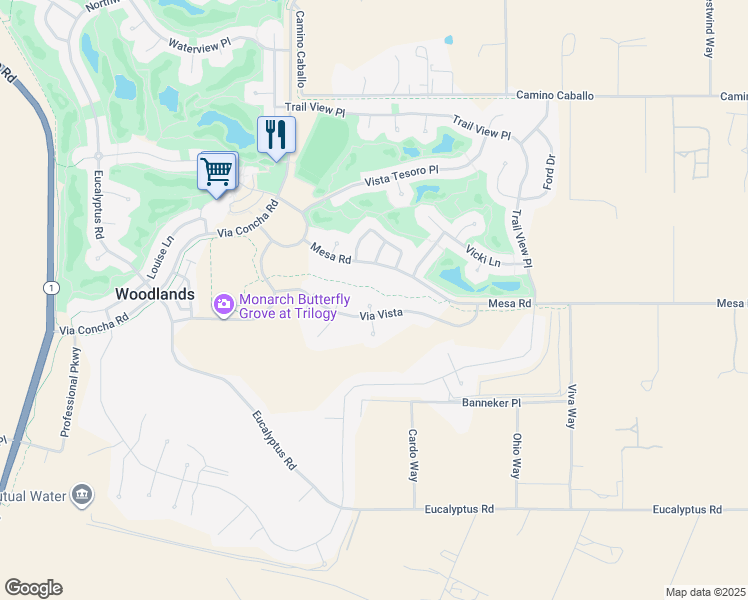 map of restaurants, bars, coffee shops, grocery stores, and more near 1175 Danielle Court in Nipomo