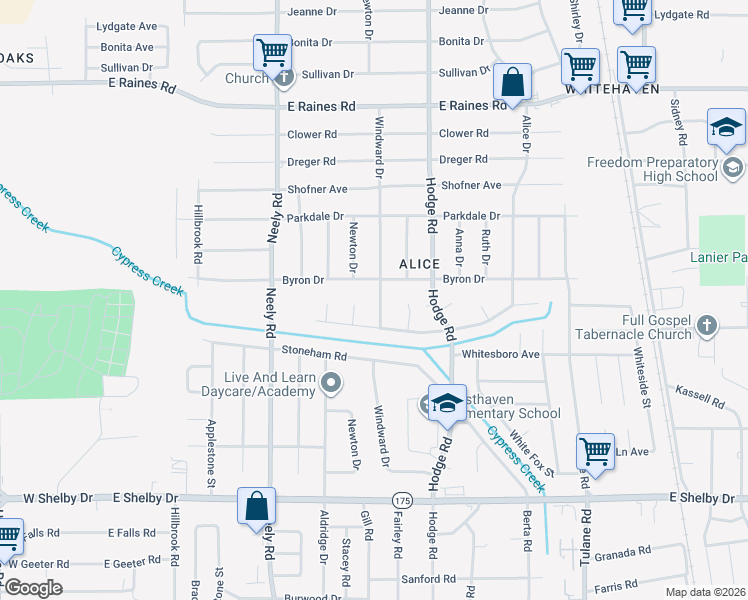 map of restaurants, bars, coffee shops, grocery stores, and more near 4428 Namur Cove in Memphis