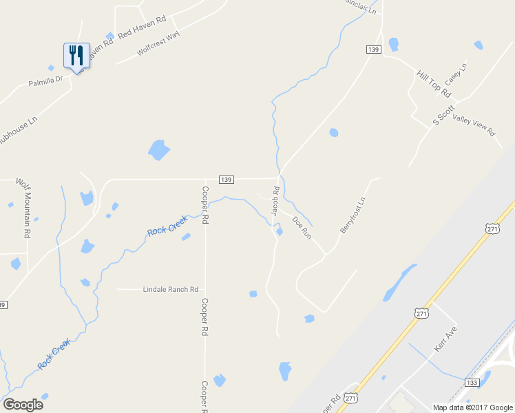 map of restaurants, bars, coffee shops, grocery stores, and more near 34099 Jacob Road in Poteau