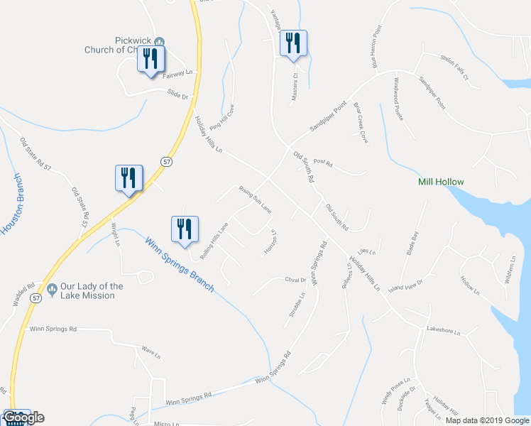 map of restaurants, bars, coffee shops, grocery stores, and more near 185 Rising Sun Lane in Counce