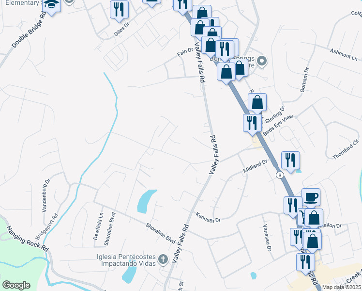 map of restaurants, bars, coffee shops, grocery stores, and more near 116 Euse Court in Boiling Springs