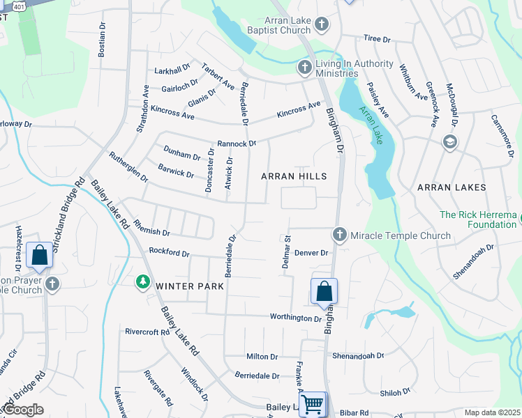 map of restaurants, bars, coffee shops, grocery stores, and more near 6345 Rutherglen Drive in Fayetteville