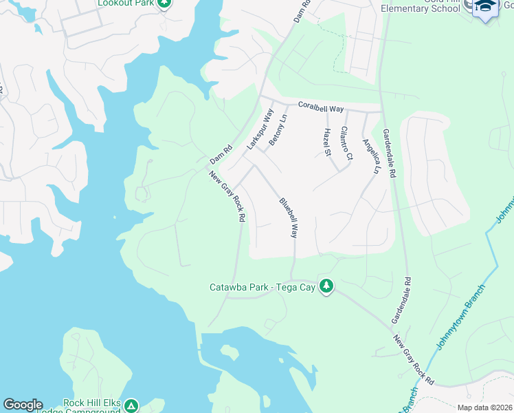map of restaurants, bars, coffee shops, grocery stores, and more near 2428 Bergamot Street in Tega Cay