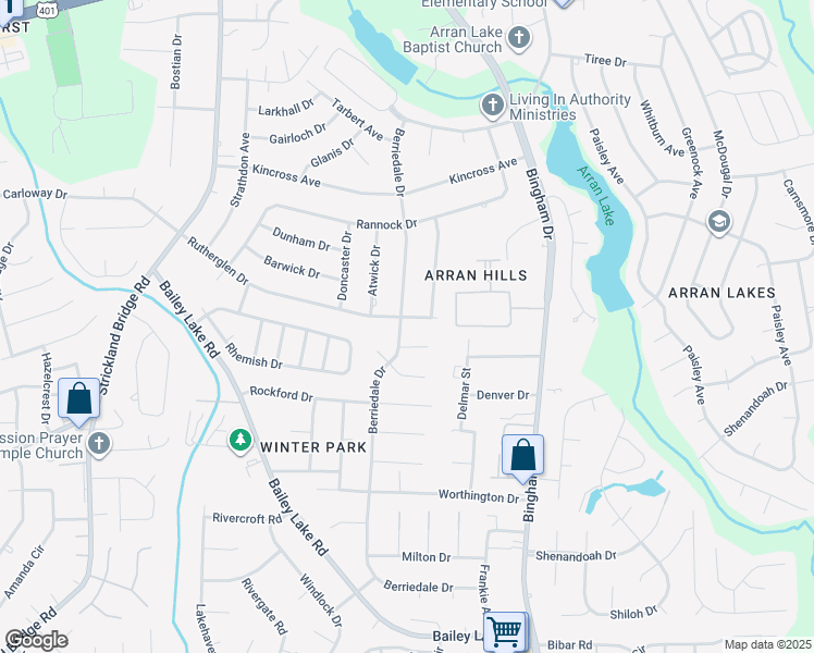 map of restaurants, bars, coffee shops, grocery stores, and more near 6349 Rutherglen Dr in Fayetteville