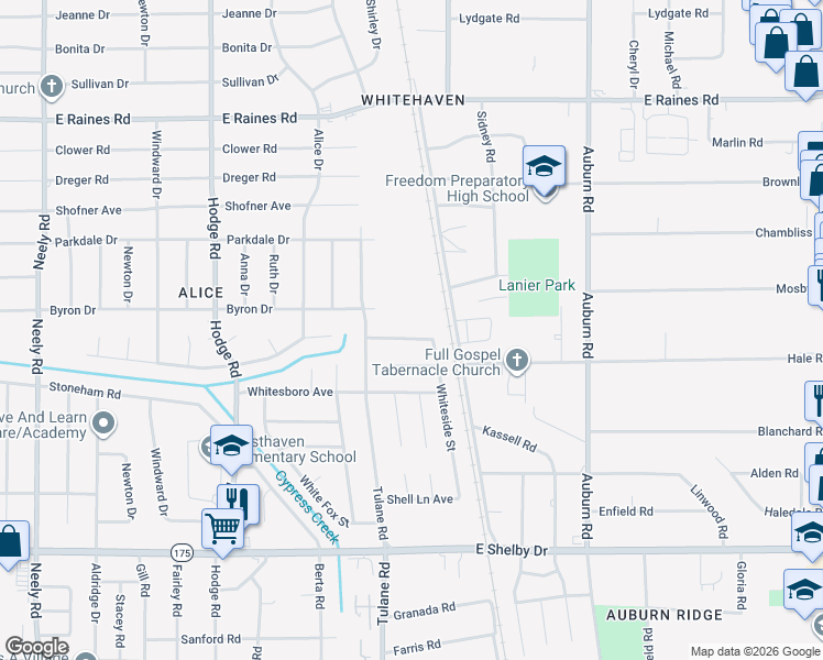 map of restaurants, bars, coffee shops, grocery stores, and more near 664 Whiterock Avenue in Memphis