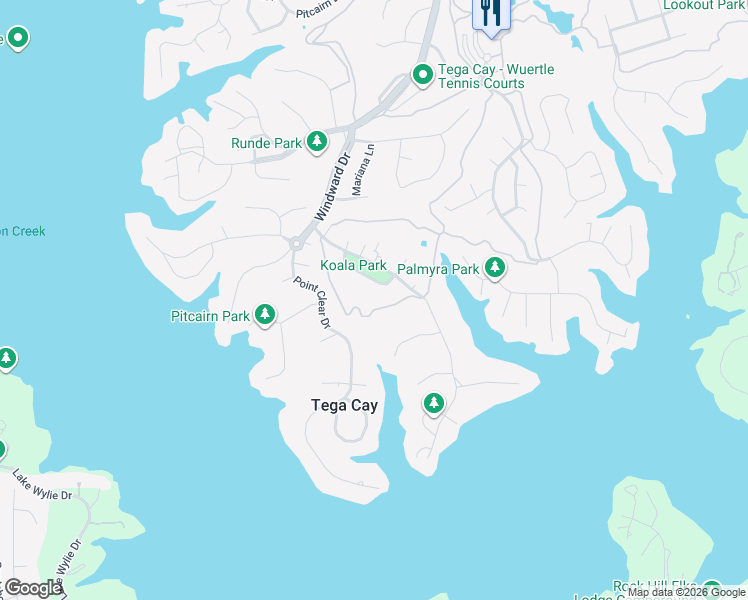map of restaurants, bars, coffee shops, grocery stores, and more near 4154 Koala Circle in Fort Mill