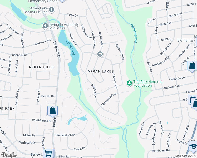 map of restaurants, bars, coffee shops, grocery stores, and more near 5737 McDougal Drive in Fayetteville