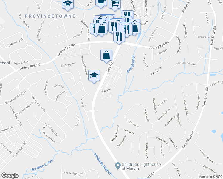 map of restaurants, bars, coffee shops, grocery stores, and more near 10421 Salvia Street in Charlotte