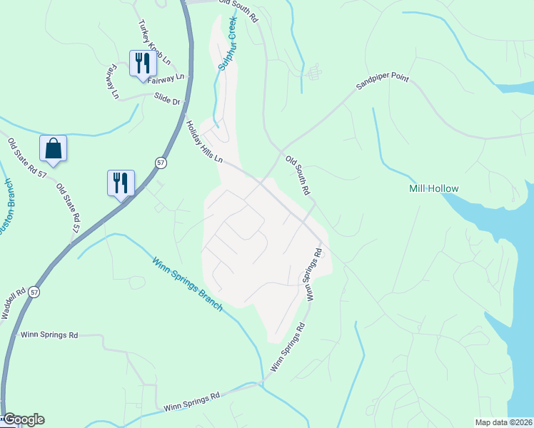 map of restaurants, bars, coffee shops, grocery stores, and more near 185 Rising Sun Lane in Counce