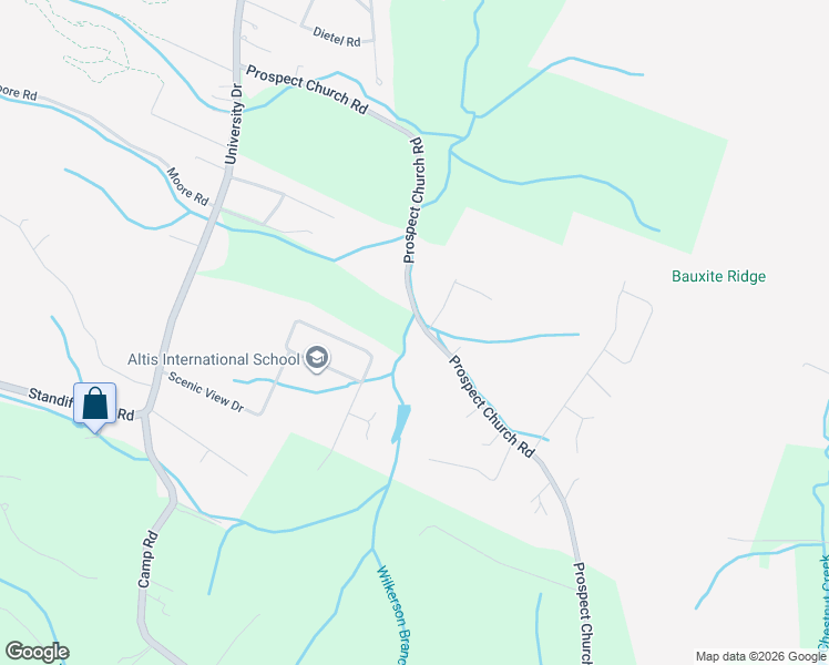 map of restaurants, bars, coffee shops, grocery stores, and more near 4005 Prospect Church Road in Ooltewah