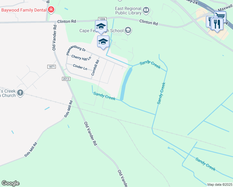 map of restaurants, bars, coffee shops, grocery stores, and more near in Eastover