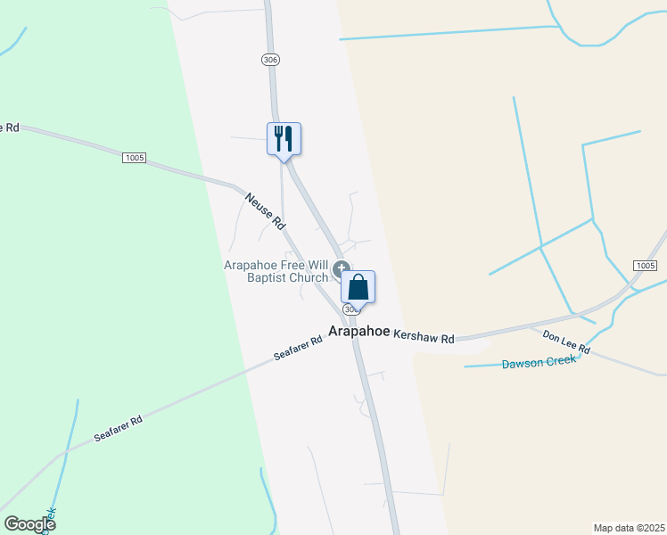 map of restaurants, bars, coffee shops, grocery stores, and more near 7906 North Carolina 306 in Grantsboro