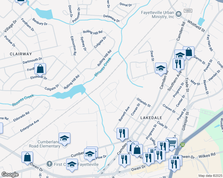 map of restaurants, bars, coffee shops, grocery stores, and more near 452 Loom Drive in Fayetteville