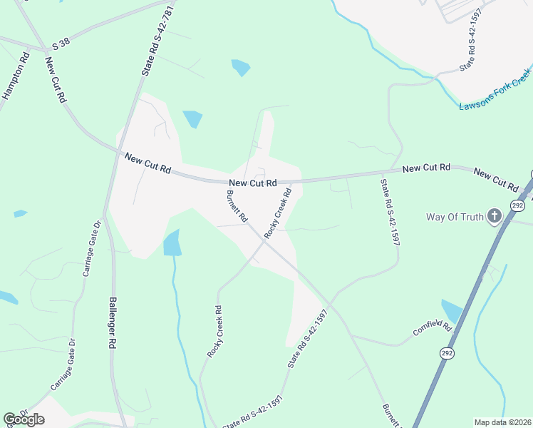 map of restaurants, bars, coffee shops, grocery stores, and more near 135 Rocky Creek Road in Inman