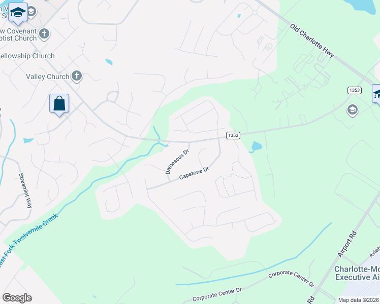 map of restaurants, bars, coffee shops, grocery stores, and more near 2416 Damascus Drive in Monroe