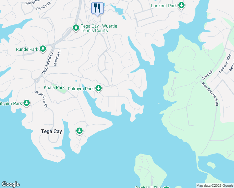 map of restaurants, bars, coffee shops, grocery stores, and more near 1056 Palmyra Drive in Fort Mill