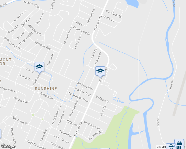 map of restaurants, bars, coffee shops, grocery stores, and more near 1018 North Larchmont Avenue in Chattanooga