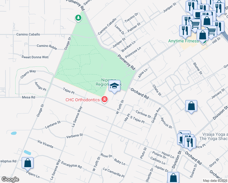 map of restaurants, bars, coffee shops, grocery stores, and more near 920 West Tefft Street in Nipomo