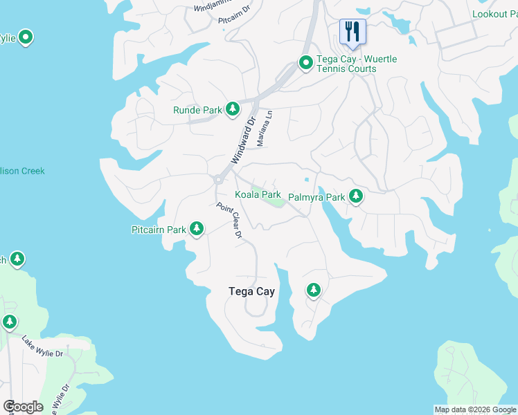 map of restaurants, bars, coffee shops, grocery stores, and more near 4154 Koala Circle in Fort Mill