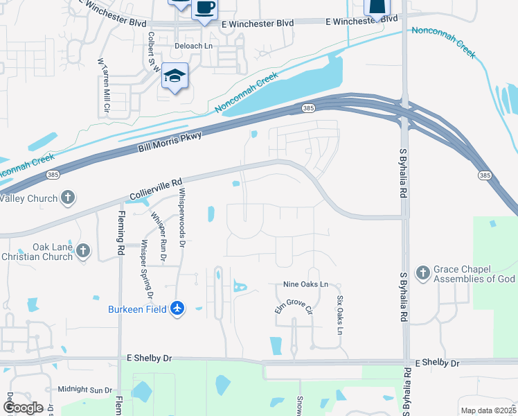 map of restaurants, bars, coffee shops, grocery stores, and more near 620 Cypress Green Cove in Collierville