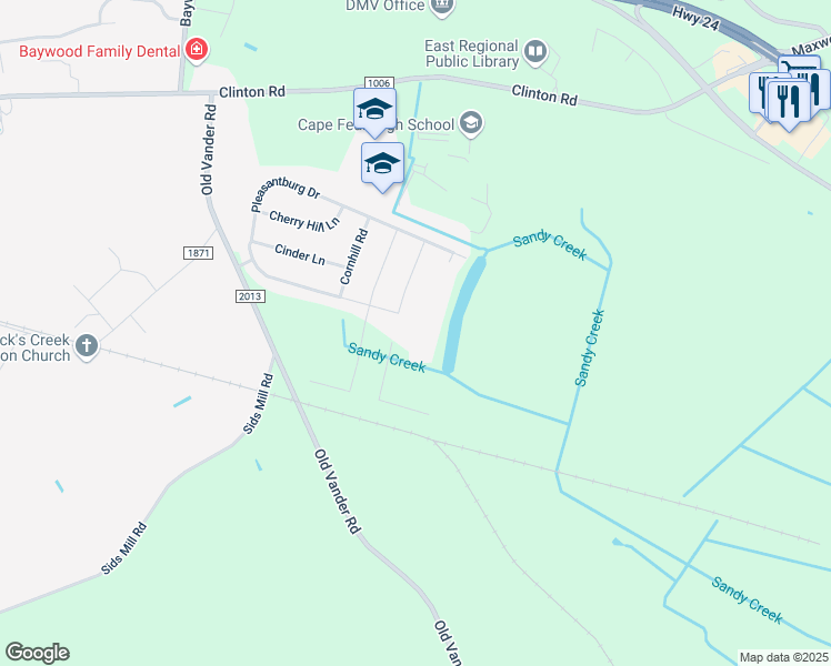 map of restaurants, bars, coffee shops, grocery stores, and more near in Eastover