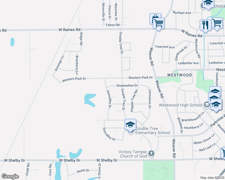 map of restaurants, bars, coffee shops, grocery stores, and more near 4391 Shadowline Cove in Memphis