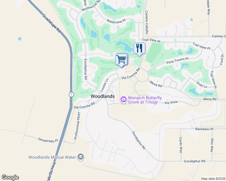 map of restaurants, bars, coffee shops, grocery stores, and more near 1658 Red Admiral in Nipomo