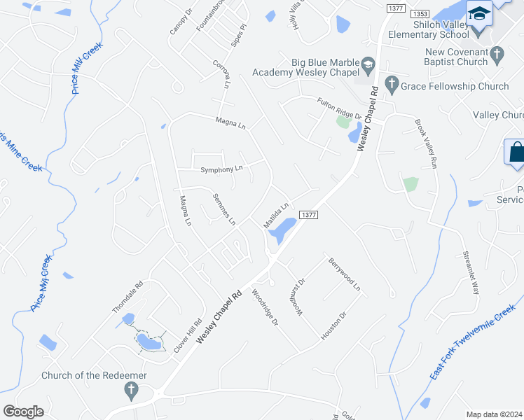 map of restaurants, bars, coffee shops, grocery stores, and more near 9009 Magna Lane in Indian Trail