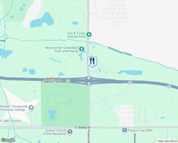 map of restaurants, bars, coffee shops, grocery stores, and more near Forest Hill Irene Road in Memphis