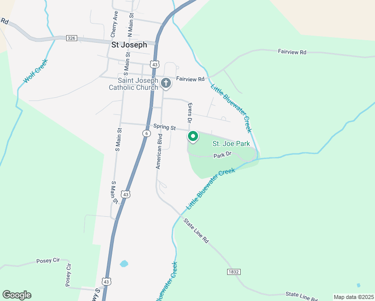 map of restaurants, bars, coffee shops, grocery stores, and more near Spring Street in Saint Joseph