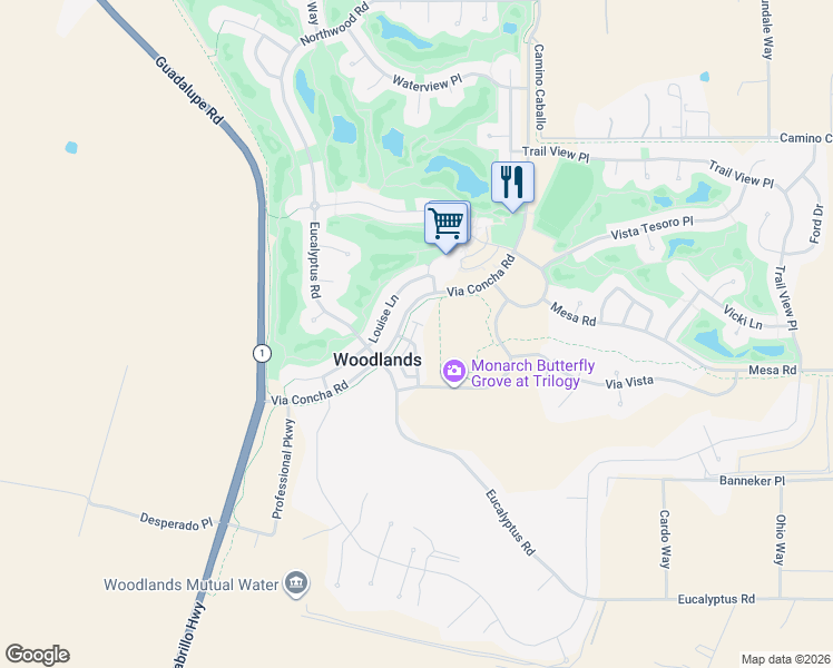 map of restaurants, bars, coffee shops, grocery stores, and more near 1658 Red Admiral in Nipomo