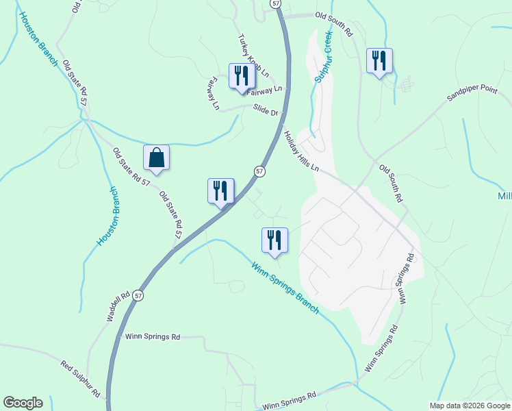map of restaurants, bars, coffee shops, grocery stores, and more near 21 Wayson Lane in Counce
