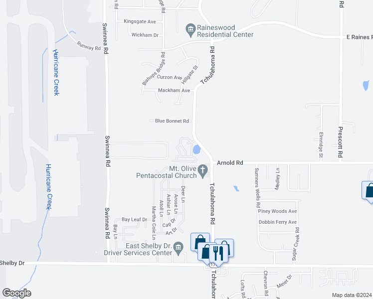 map of restaurants, bars, coffee shops, grocery stores, and more near 4361 Tchulahoma Road in Memphis