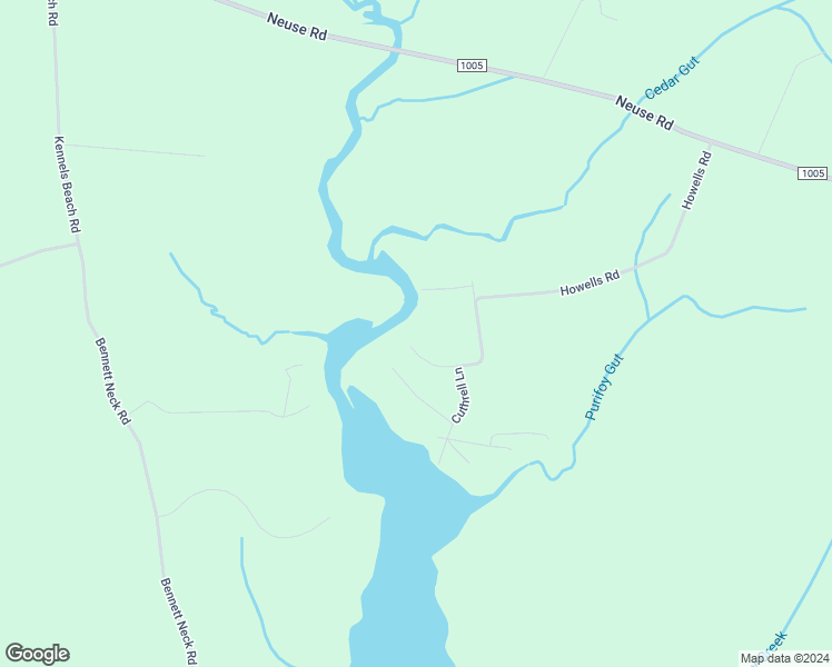 map of restaurants, bars, coffee shops, grocery stores, and more near 1002 Howells Road in Grantsboro