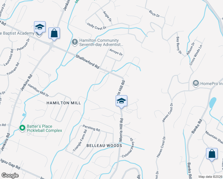 map of restaurants, bars, coffee shops, grocery stores, and more near 8202 Shallowford Road in Chattanooga