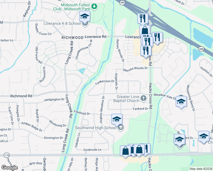map of restaurants, bars, coffee shops, grocery stores, and more near 4357 Tankerston Cove in Memphis