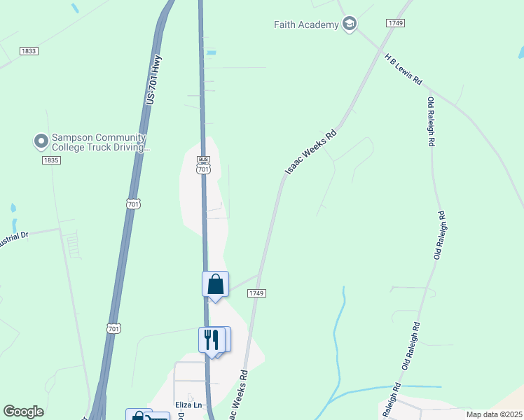 map of restaurants, bars, coffee shops, grocery stores, and more near 815 Isaac Weeks Road in Clinton