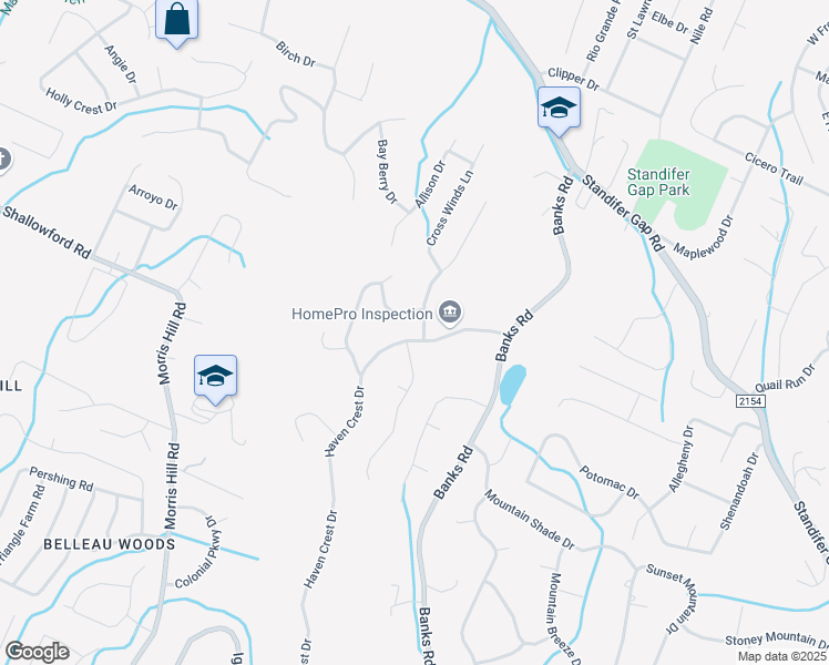 map of restaurants, bars, coffee shops, grocery stores, and more near 2323 Haven Crest Drive in Chattanooga