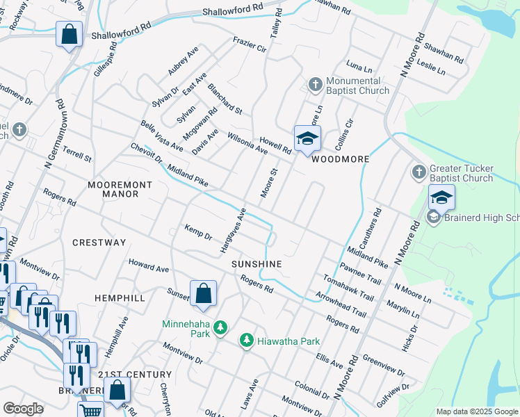 map of restaurants, bars, coffee shops, grocery stores, and more near 700 Hargraves Avenue in Chattanooga