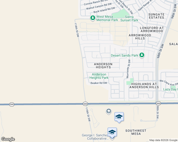 map of restaurants, bars, coffee shops, grocery stores, and more near 10815 Antler Tool Road Southwest in Albuquerque