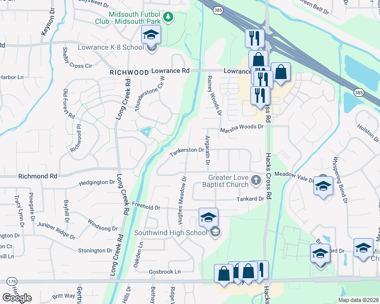map of restaurants, bars, coffee shops, grocery stores, and more near 4357 Tankerston Cove in Memphis