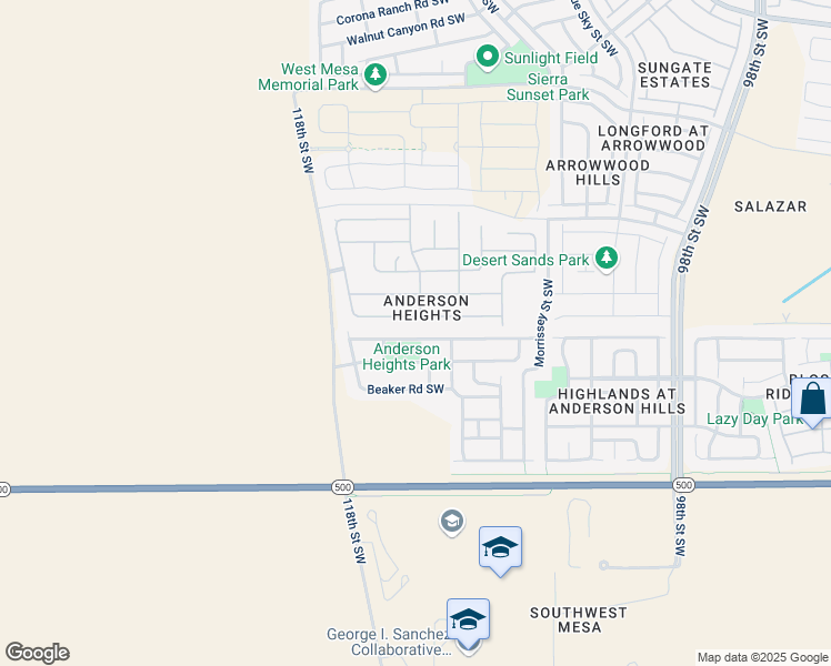 map of restaurants, bars, coffee shops, grocery stores, and more near 10739 Antler Tool Road Southwest in Albuquerque