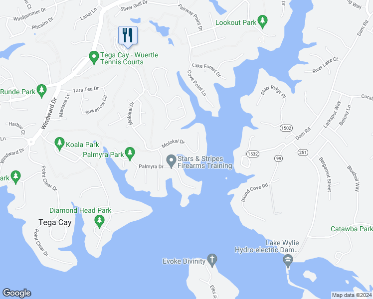 map of restaurants, bars, coffee shops, grocery stores, and more near 1137 Molokai Drive in Fort Mill